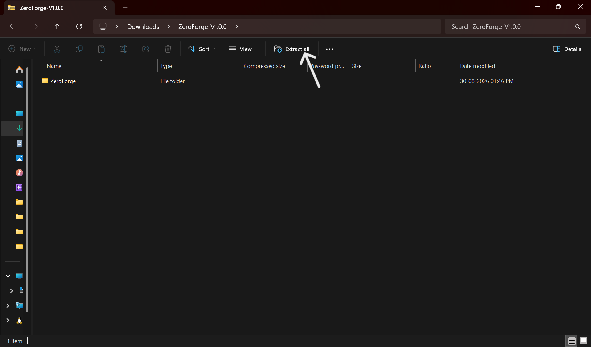 Extract the zip file into a folder